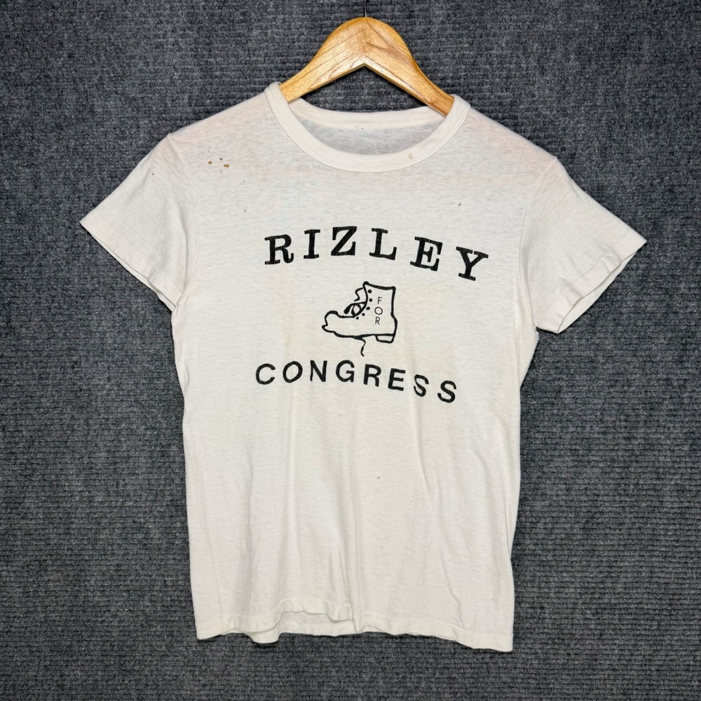 Vintage 60s Rizley For Congress T Shirt White Kids Graphic Political Tee